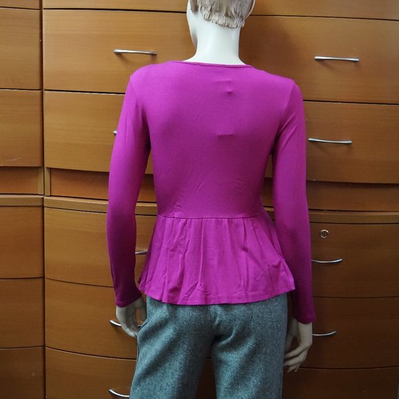 WORK PEPLUM BLOUSE LONG SLEEVE EUROPEAN S M L - Picture 3 of 4